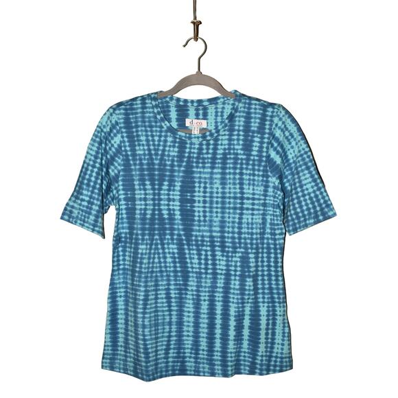 DENIM & CO. NEW $35 Printed Perfect Jersey Round Neck Elbow Sleeve Top‎ XS - Picture 1 of 3